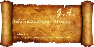 Günszberger Alexia névjegykártya